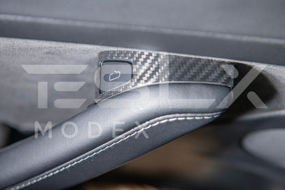 2020-23 Tesla Model 3 20-24 Y Carbon Fiber Interior Door Glass Lifting Panel Cover image 10