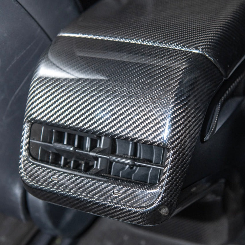 2020-23 Tesla Model 3 20-24 Y Carbon Fiber Interior Rear Air Outlet Cover image 2
