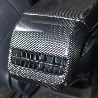 2020-23 Tesla Model 3 20-24 Y Carbon Fiber Interior Rear Air Outlet Cover image 2