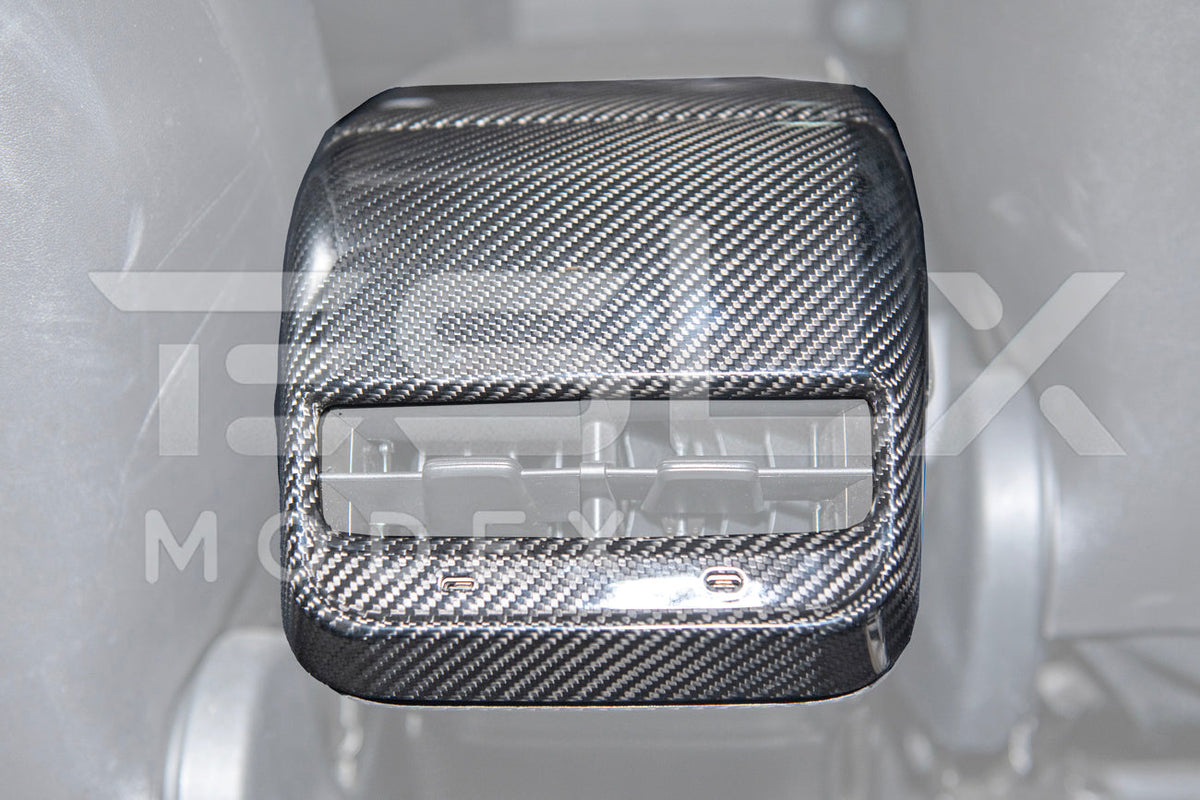 2020-23 Tesla Model 3 20-24 Y Carbon Fiber Interior Rear Air Outlet Cover image 4