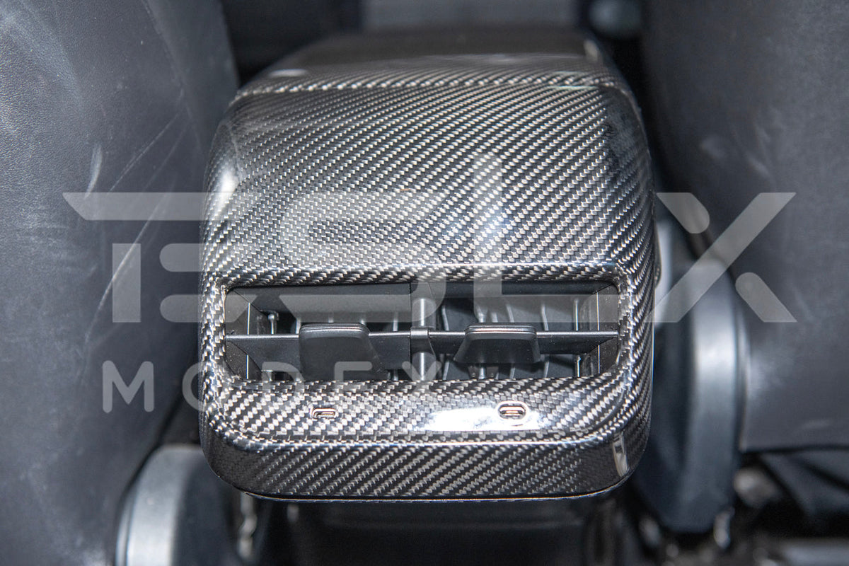 2020-23 Tesla Model 3 20-24 Y Carbon Fiber Interior Rear Air Outlet Cover image 3
