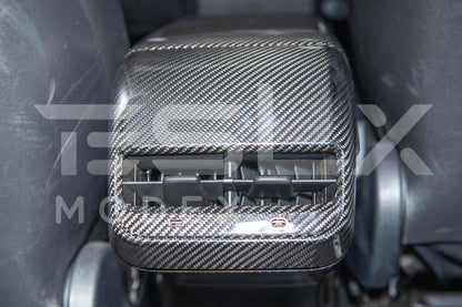 2020-23 Tesla Model 3 20-24 Y Carbon Fiber Interior Rear Air Outlet Cover image 3