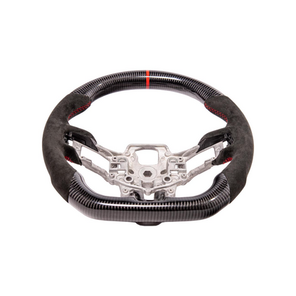 2015-23 Mustang Black Leather Red Stitching Carbon Fiber Steering Wheel image 18