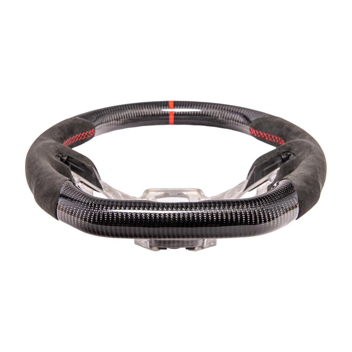 2015-23 Mustang Black Leather Red Stitching Carbon Fiber Steering Wheel image 20