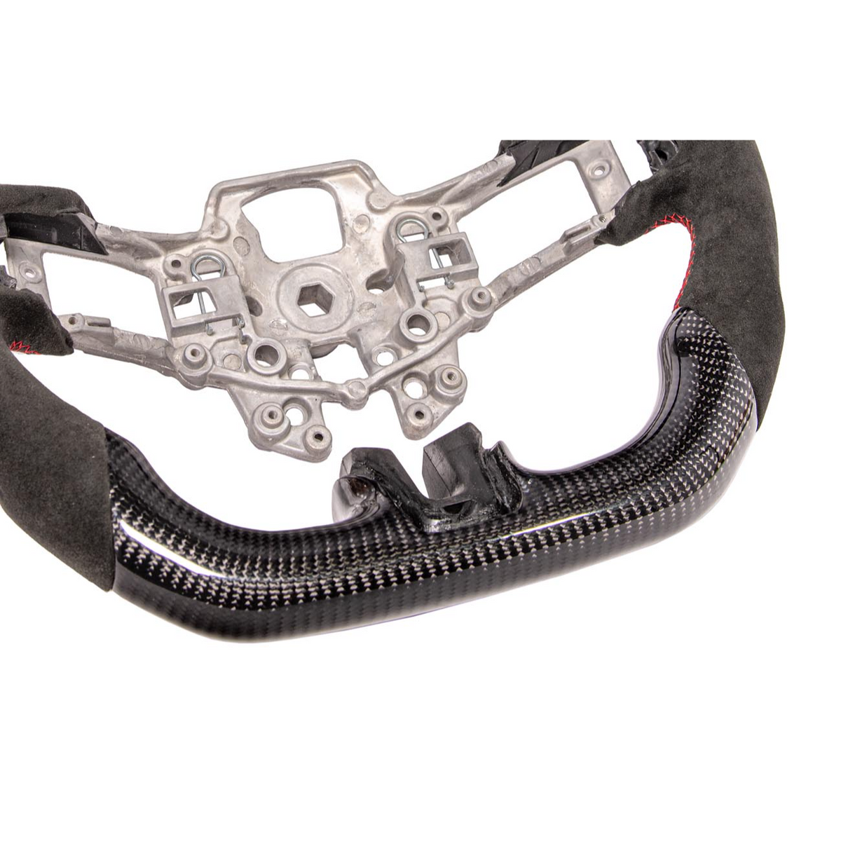2015-23 Mustang Black Leather Red Stitching Carbon Fiber Steering Wheel image 22