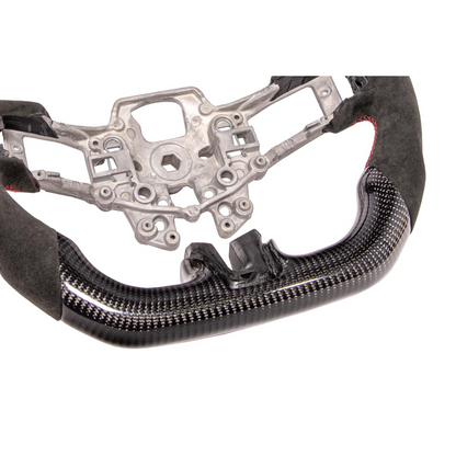 2015-23 Mustang Black Leather Red Stitching Carbon Fiber Steering Wheel image 22