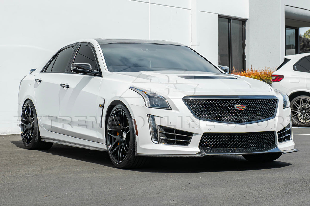 2016-19 Cadillac CTS-V Carbon Fiber Front Splitter Wheel Arch& Side Skirts Rockerst image 21