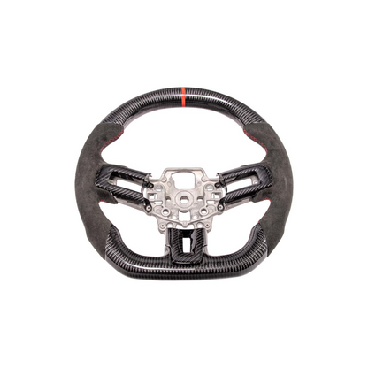 2015-23 Mustang Black Leather Red Stitching Carbon Fiber Steering Wheel image 25