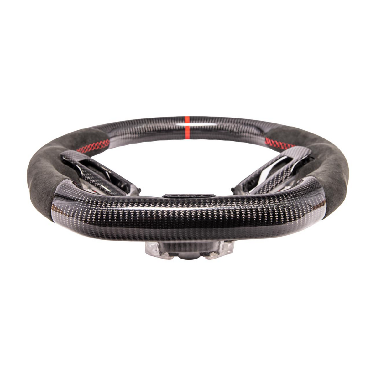 2015-23 Mustang Black Leather Red Stitching Carbon Fiber Steering Wheel image 26