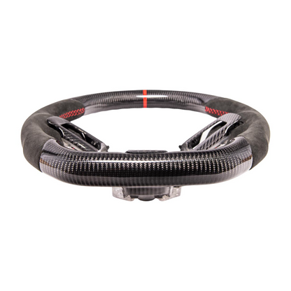 2015-23 Mustang Black Leather Red Stitching Carbon Fiber Steering Wheel image 26