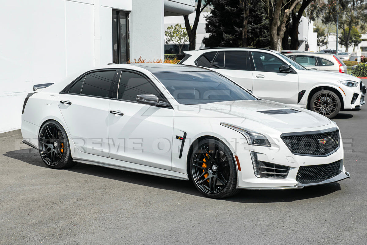 2016-19 Cadillac CTS-V Carbon Fiber Front Splitter Wheel Arch& Side Skirts Rockerst image 23