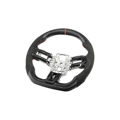 2015-23 Mustang Black Leather Red Stitching Carbon Fiber Steering Wheel image 29