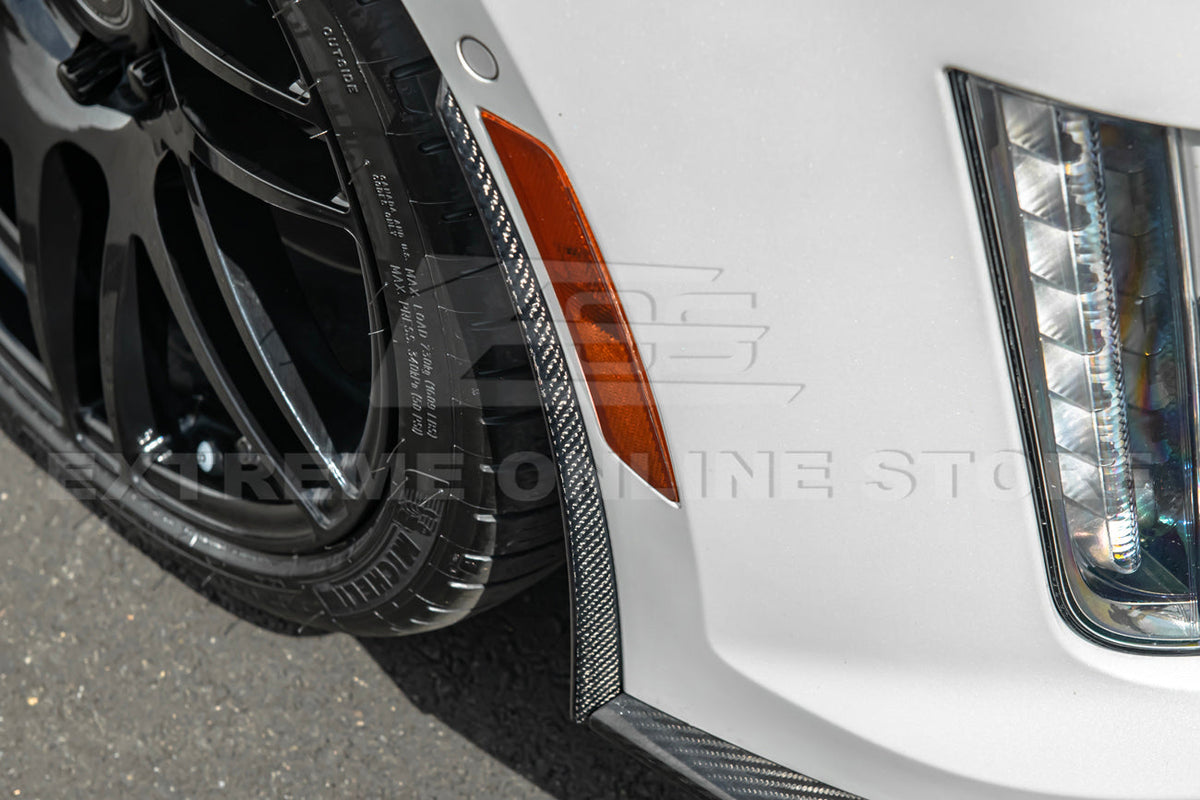 2016-19 Cadillac CTS-V Carbon Fiber Front Splitter Wheel Arch& Side Skirts Rockerst image 25