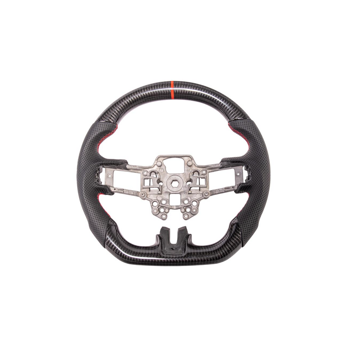 2015-23 Mustang Black Leather Red Stitching Carbon Fiber Steering Wheel image 30