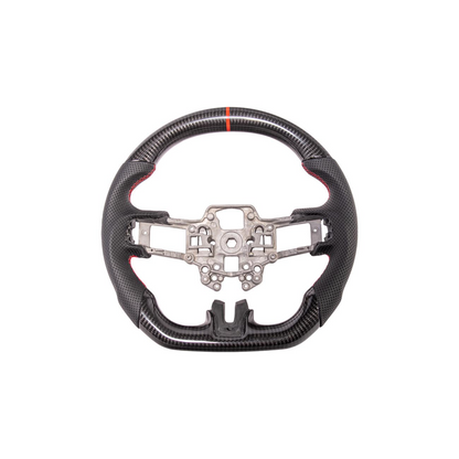 2015-23 Mustang Black Leather Red Stitching Carbon Fiber Steering Wheel image 30