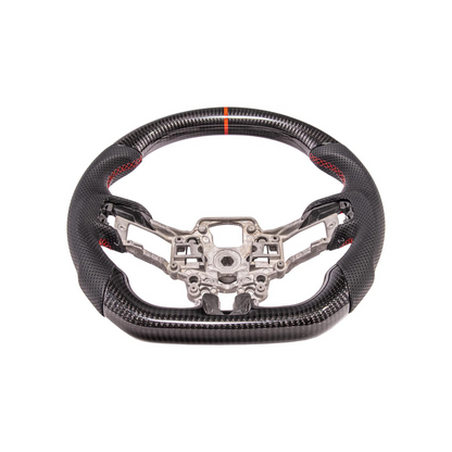 2015-23 Mustang Black Leather Red Stitching Carbon Fiber Steering Wheel image 33