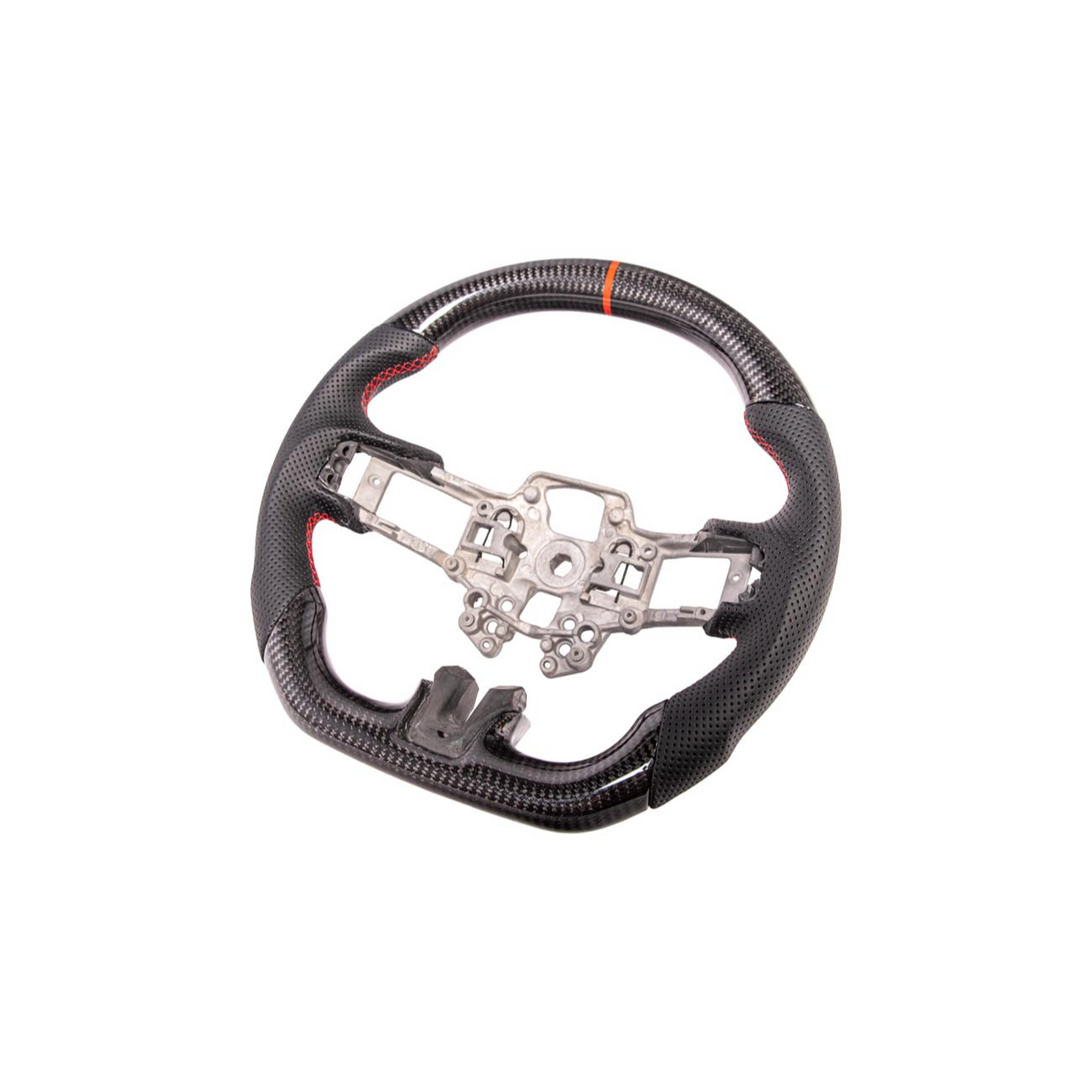 2015-23 Mustang Black Leather Red Stitching Carbon Fiber Steering Wheel image 32