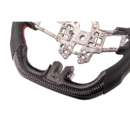 2015-23 Mustang Black Leather Red Stitching Carbon Fiber Steering Wheel image 31