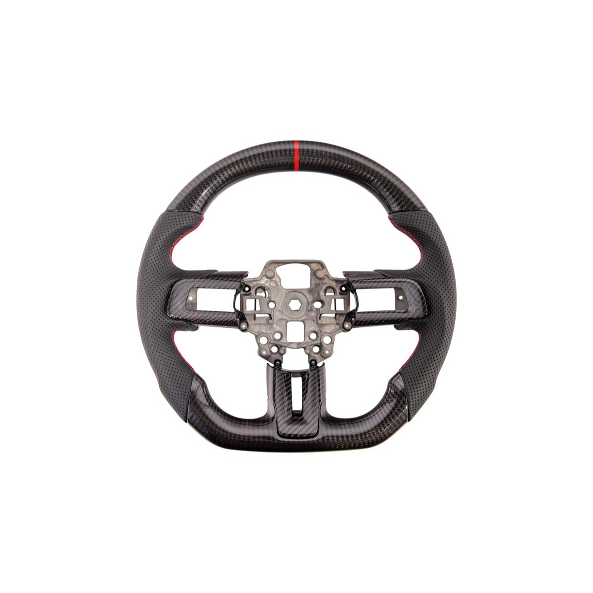 2015-23 Mustang Black Leather Red Stitching Carbon Fiber Steering Wheel image 37