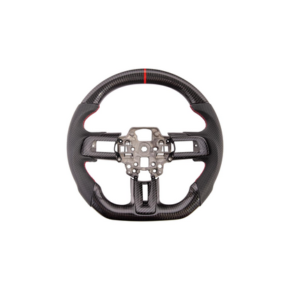 2015-23 Mustang Black Leather Red Stitching Carbon Fiber Steering Wheel image 37