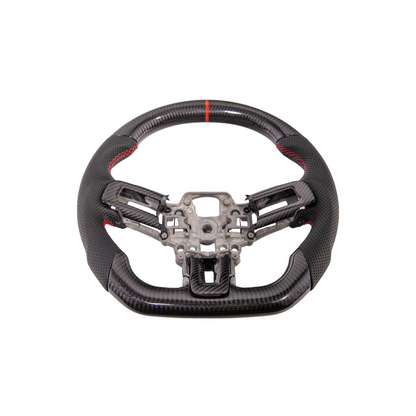 2015-23 Mustang Black Leather Red Stitching Carbon Fiber Steering Wheel image 39