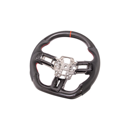 2015-23 Mustang Black Leather Red Stitching Carbon Fiber Steering Wheel image 43