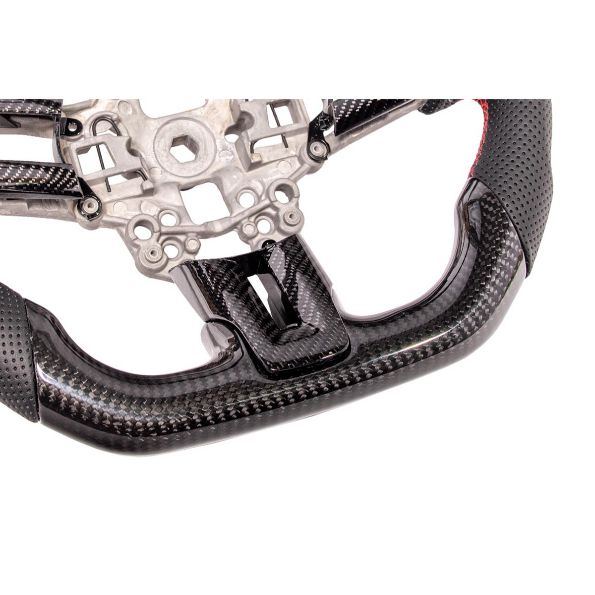 2015-23 Mustang Black Leather Red Stitching Carbon Fiber Steering Wheel image 38
