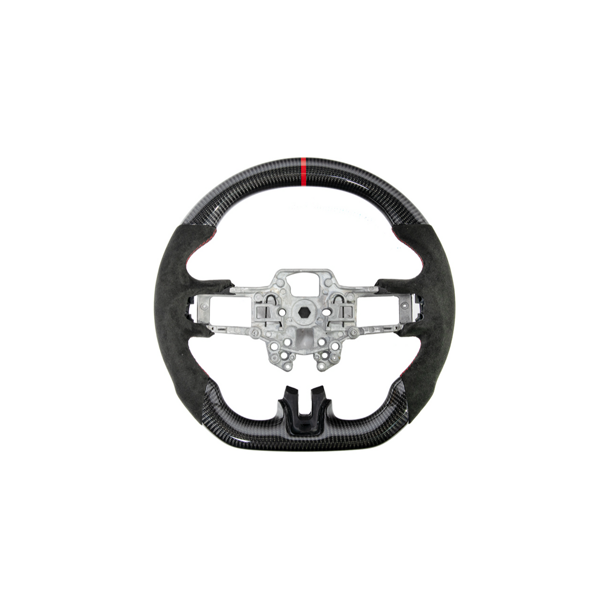 2015-23 Mustang Black Leather Red Stitching Carbon Fiber Steering Wheel image 44