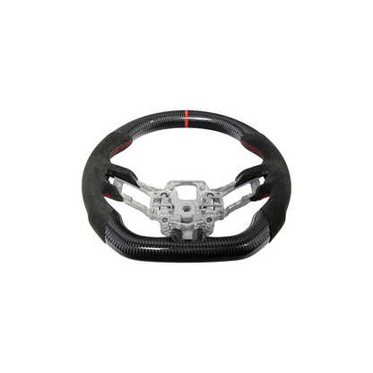 2015-23 Mustang Black Leather Red Stitching Carbon Fiber Steering Wheel image 45