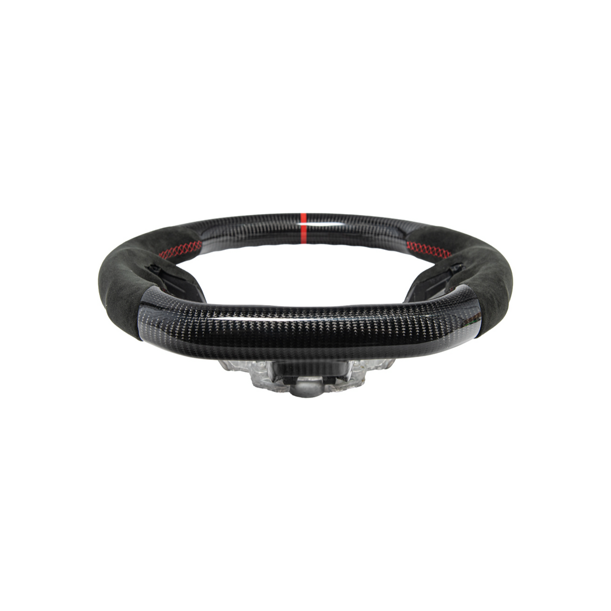 2015-23 Mustang Black Leather Red Stitching Carbon Fiber Steering Wheel image 46