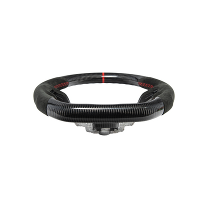 2015-23 Mustang Black Leather Red Stitching Carbon Fiber Steering Wheel image 46