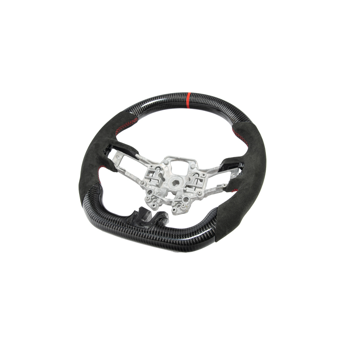 2015-23 Mustang Black Leather Red Stitching Carbon Fiber Steering Wheel image 49