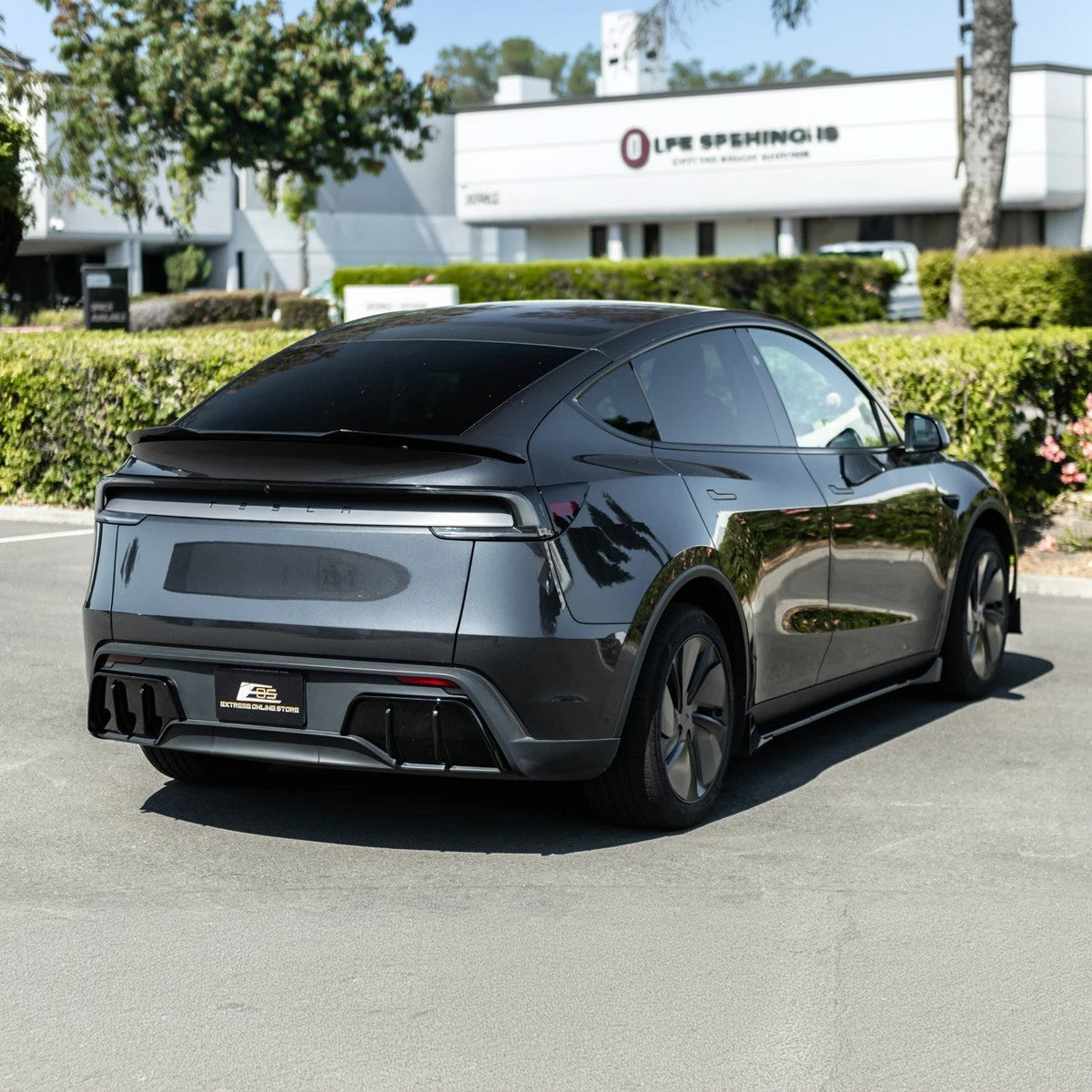 2025-Up Tesla Model Y | Fast Style Glossy Black Rear Bumper Finned Diffuser image 6