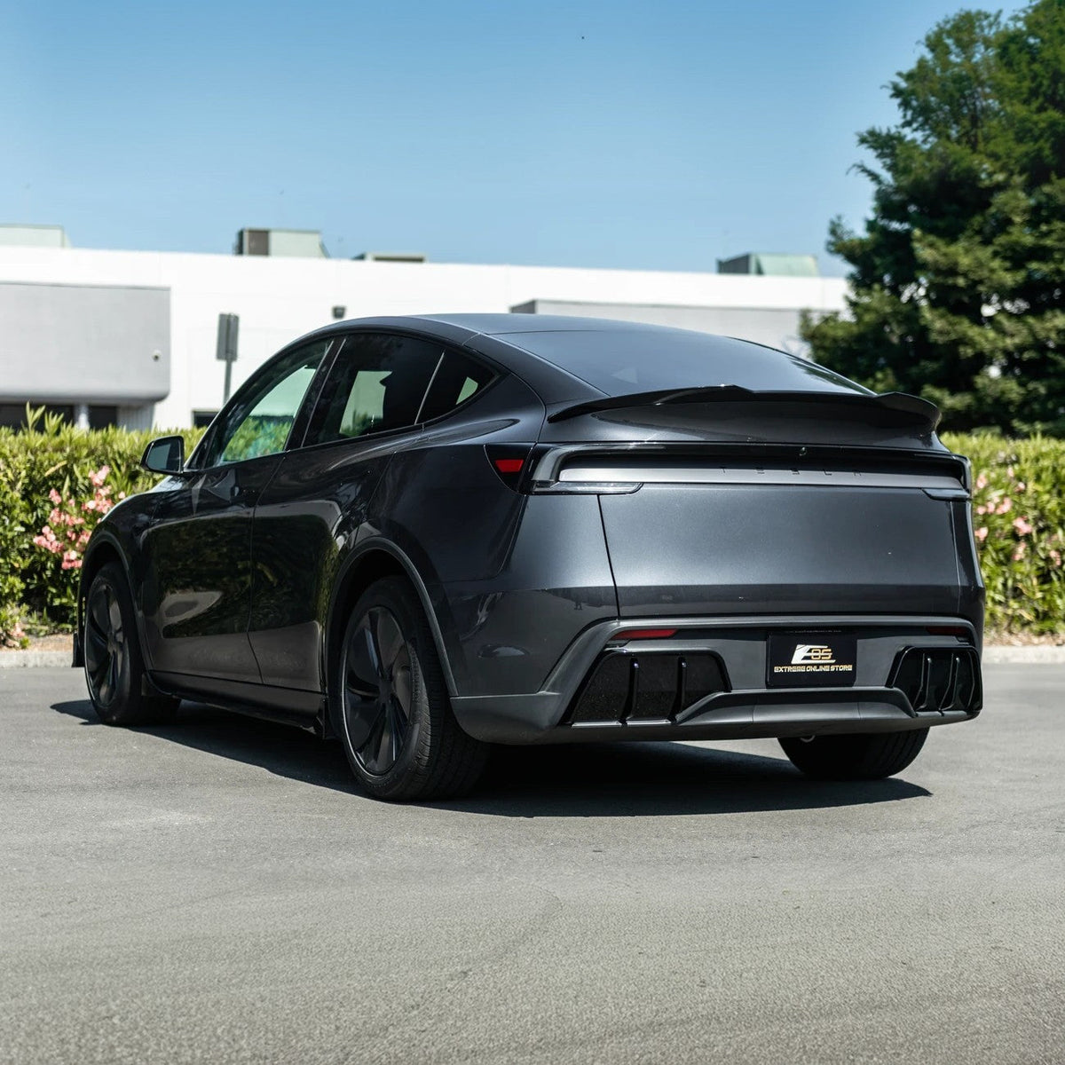 2025-Up Tesla Model Y | Fast Style Glossy Black Rear Bumper Finned Diffuser image 4