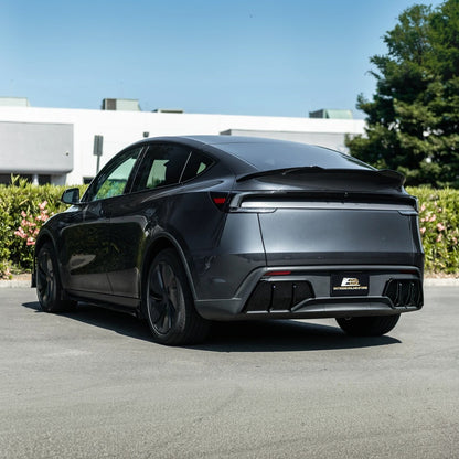 2025-Up Tesla Model Y | Fast Style Glossy Black Rear Bumper Finned Diffuser image 4