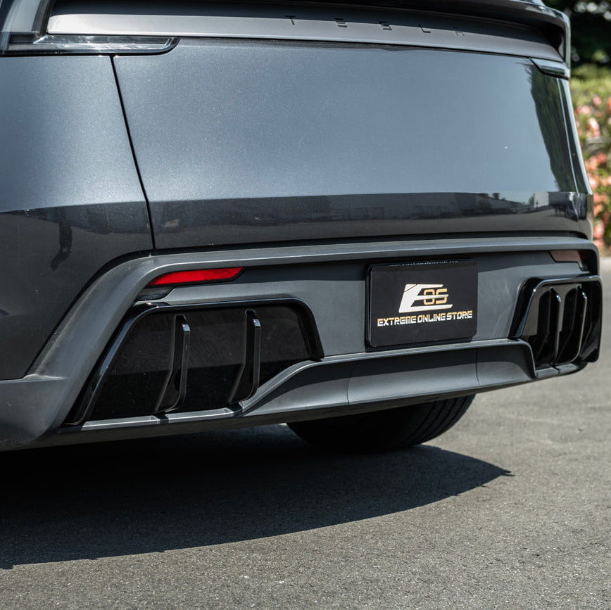 2025-Up Tesla Model Y | Fast Style Glossy Black Rear Bumper Finned Diffuser image 10