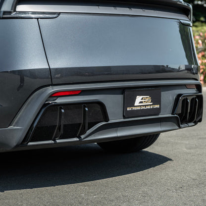 2025-Up Tesla Model Y | Fast Style Glossy Black Rear Bumper Finned Diffuser image 10