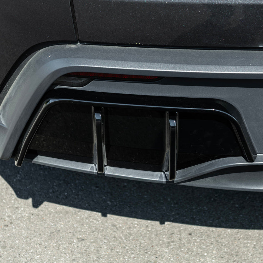 2025-Up Tesla Model Y | Fast Style Glossy Black Rear Bumper Finned Diffuser image 13
