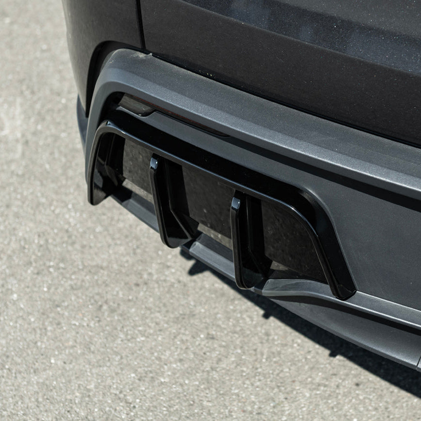 2025-Up Tesla Model Y | Fast Style Glossy Black Rear Bumper Finned Diffuser image 14