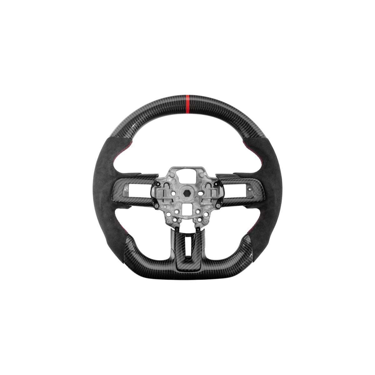 2015-23 Mustang Black Leather Red Stitching Carbon Fiber Steering Wheel image 50