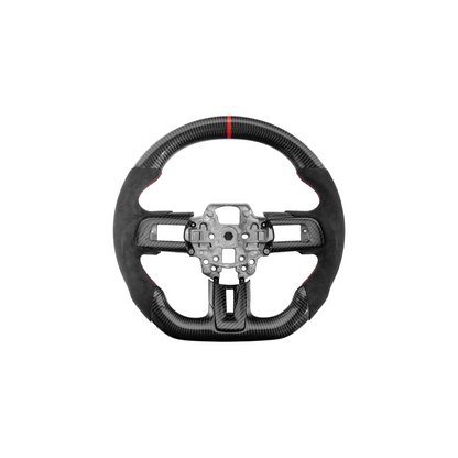 2015-23 Mustang Black Leather Red Stitching Carbon Fiber Steering Wheel image 50