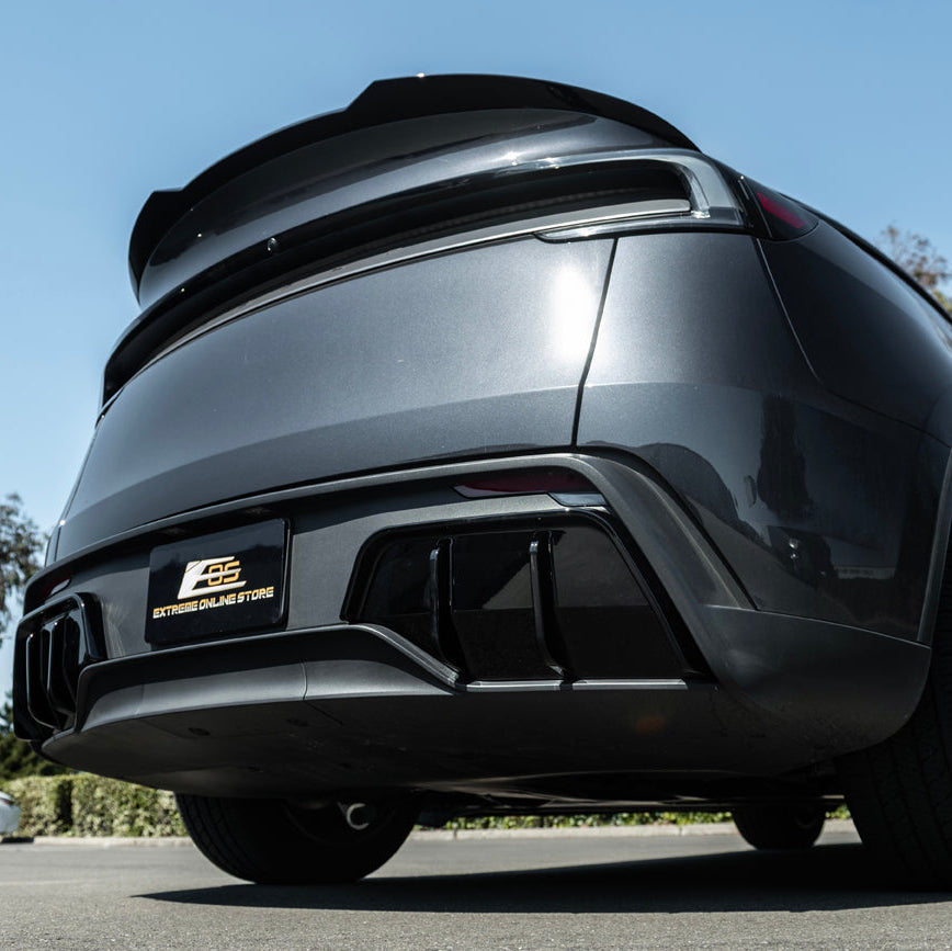 2025-Up Tesla Model Y | Fast Style Glossy Black Rear Bumper Finned Diffuser image 9