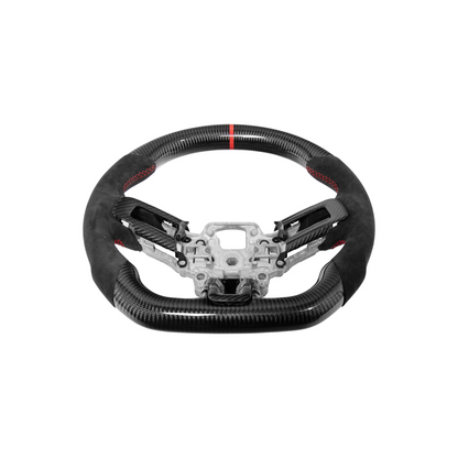 2015-23 Mustang Black Leather Red Stitching Carbon Fiber Steering Wheel image 52