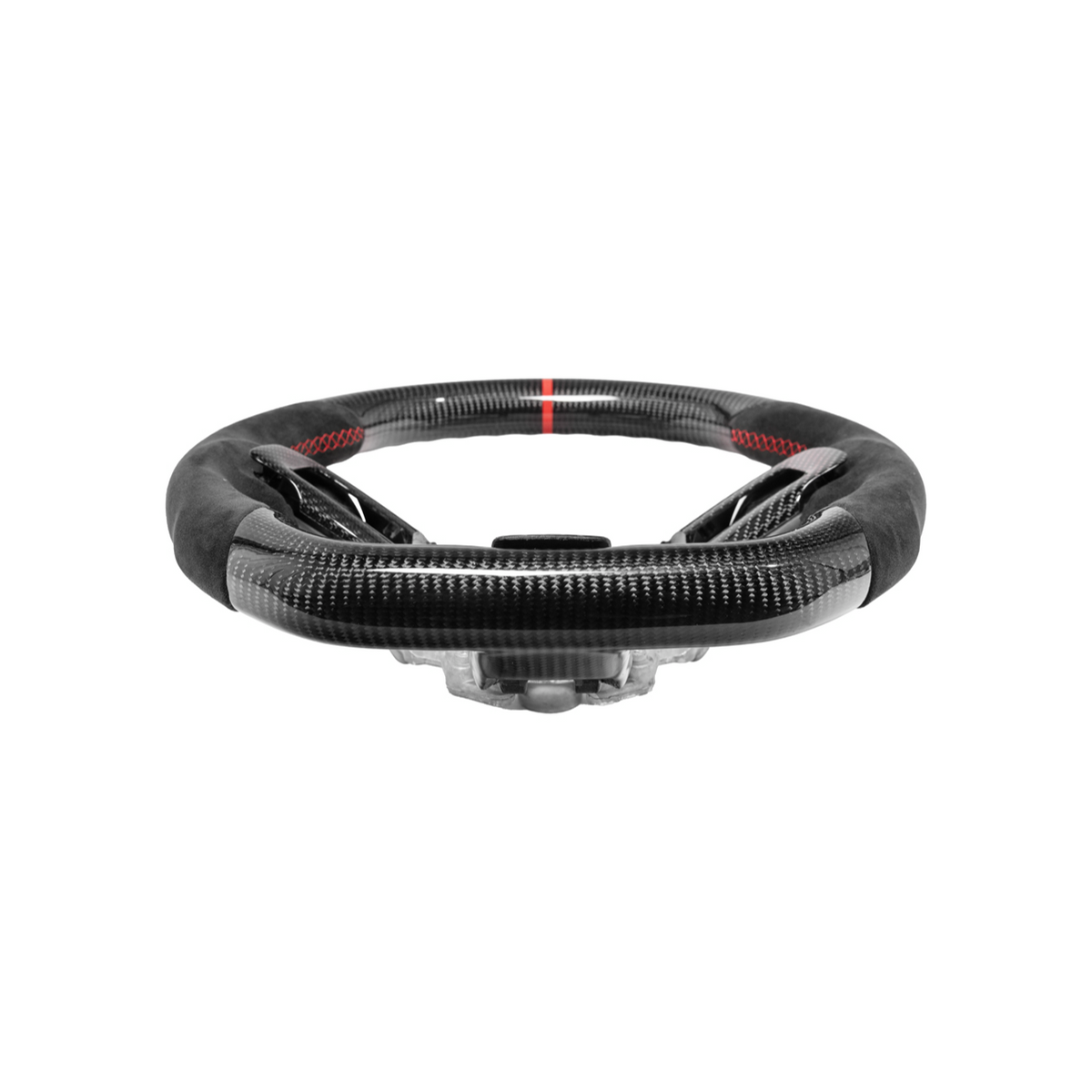 2015-23 Mustang Black Leather Red Stitching Carbon Fiber Steering Wheel image 53