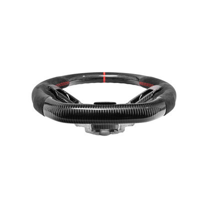 2015-23 Mustang Black Leather Red Stitching Carbon Fiber Steering Wheel image 53
