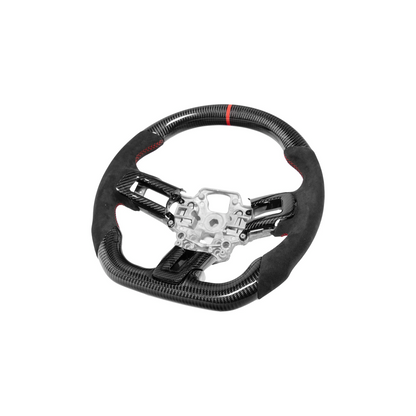 2015-23 Mustang Black Leather Red Stitching Carbon Fiber Steering Wheel image 51