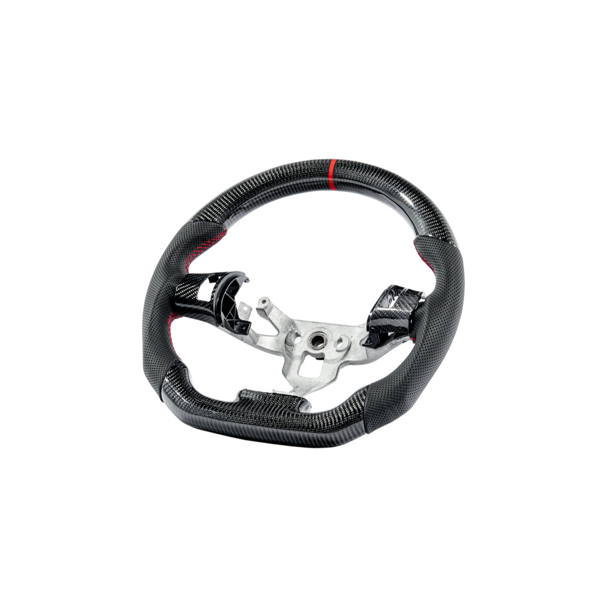 2006-13 Corvette C6 CARBON FIBER Perforated Leather Red Stripe Steering Wheel image 28