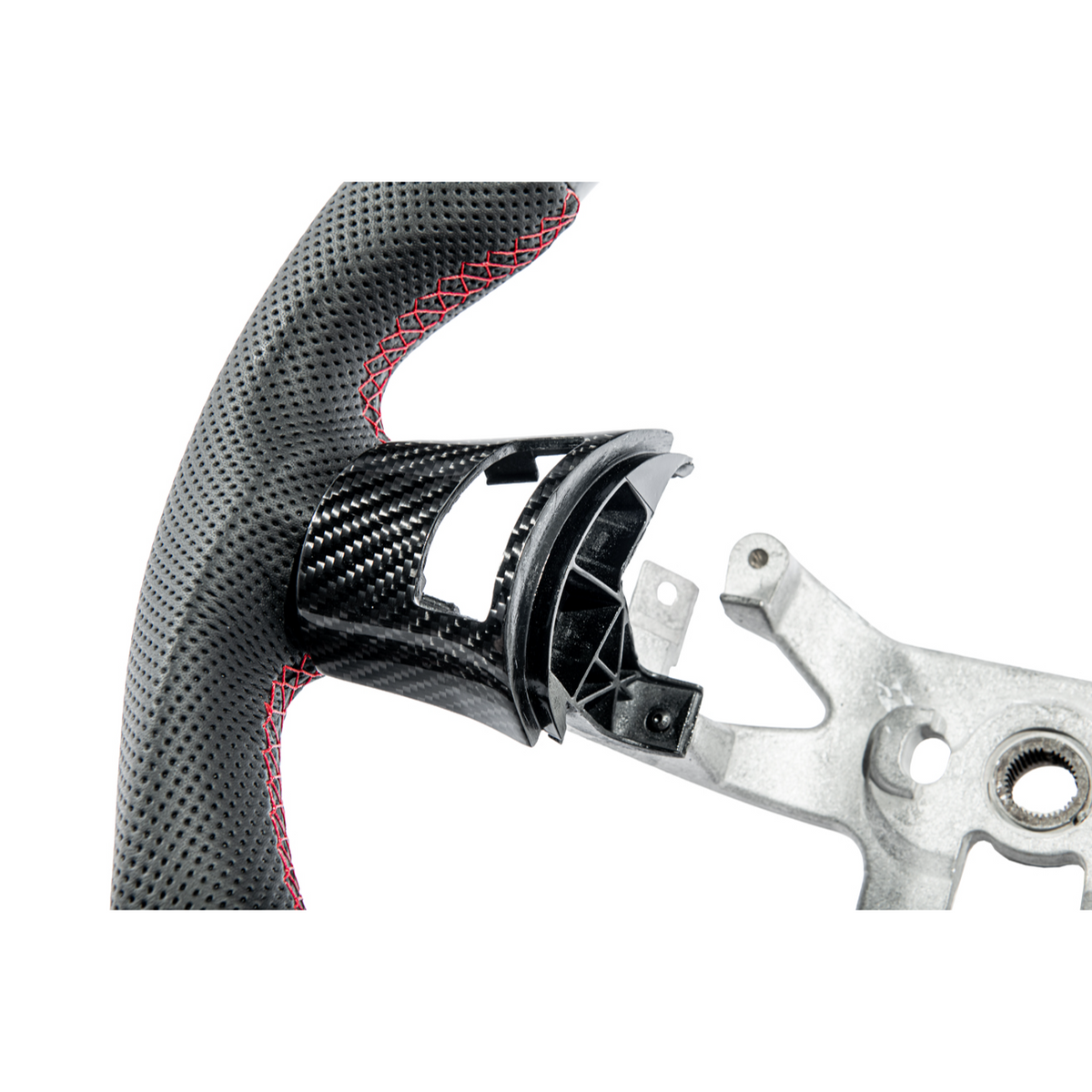 2006-13 Corvette C6 CARBON FIBER Perforated Leather Red Stripe Steering Wheel image 32