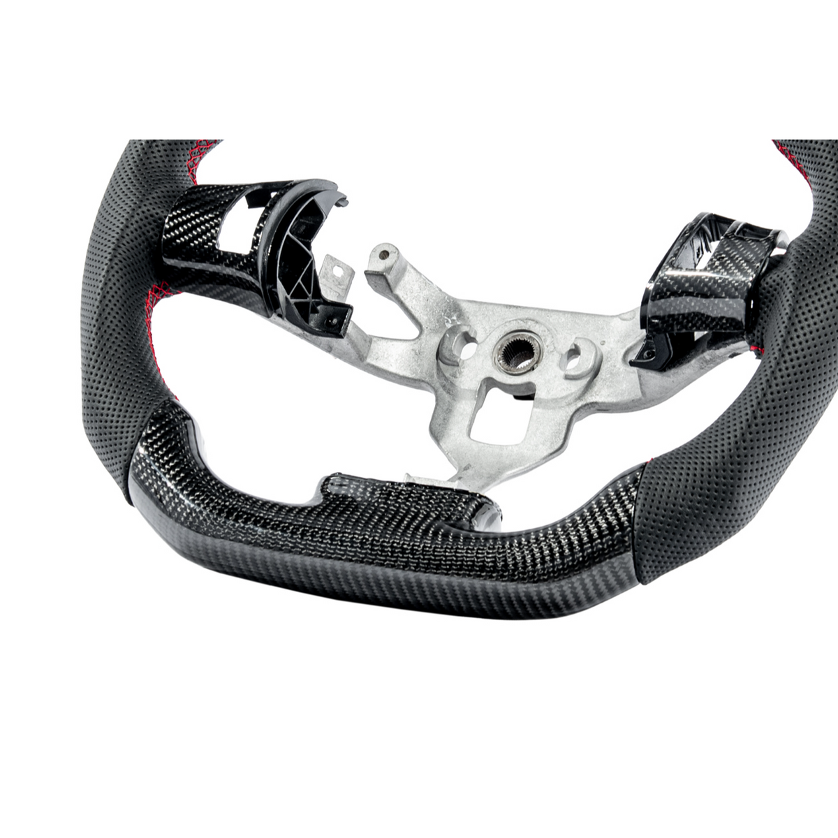 2006-13 Corvette C6 CARBON FIBER Perforated Leather Red Stripe Steering Wheel image 33