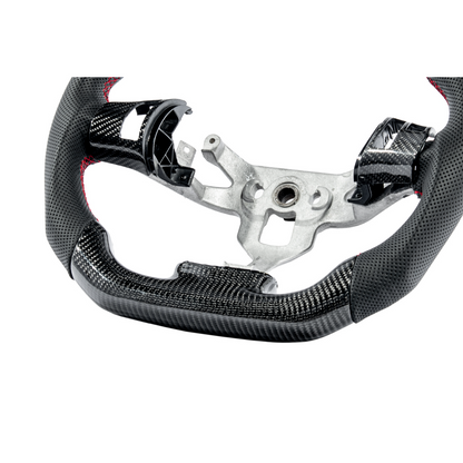 2006-13 Corvette C6 CARBON FIBER Perforated Leather Red Stripe Steering Wheel image 33